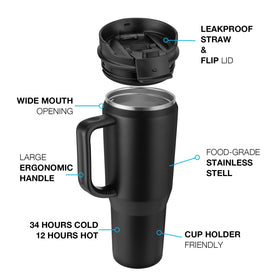EALGRO 40oz double-wall stainless steel keeps drinks hot or cold longer.