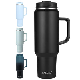 EALGRO 50 oz tumbler with handle offers ergonomic grip and spill-free use.