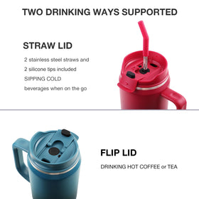 EALGRO insulated tumbler with lid and straw keeps beverages fresh.