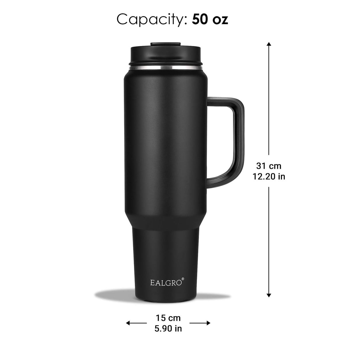EALGRO stainless steel travel mug resists rust and odors.