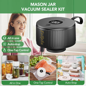 Eallpha mason jar vacuum sealer in action sealing a jar quickly.