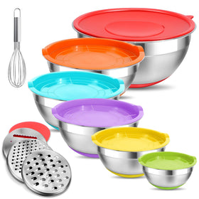 Eallpha mixing bowls with lids set for versatile prep and secure storage