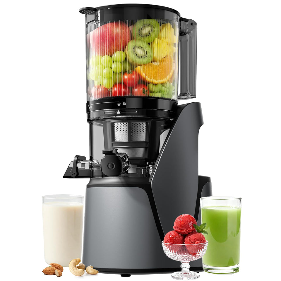 EanOruus juicer with a 6.5-inch chute for quick, whole-fruit prep