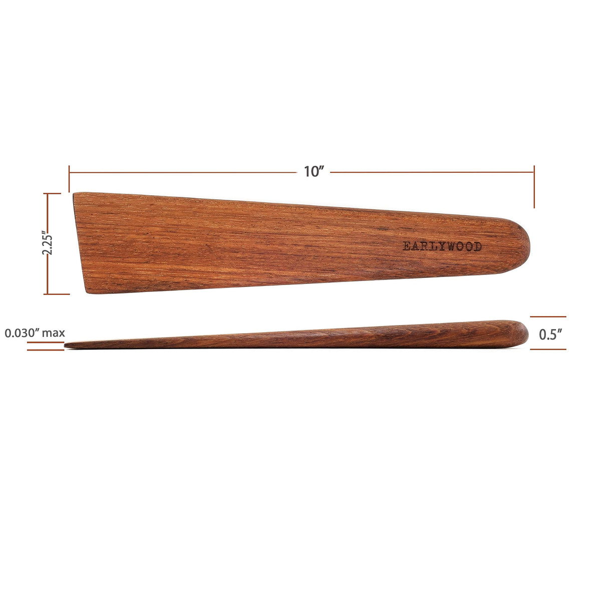 Earlywood 10-inch utensil side view with a comfortable grip for precise control