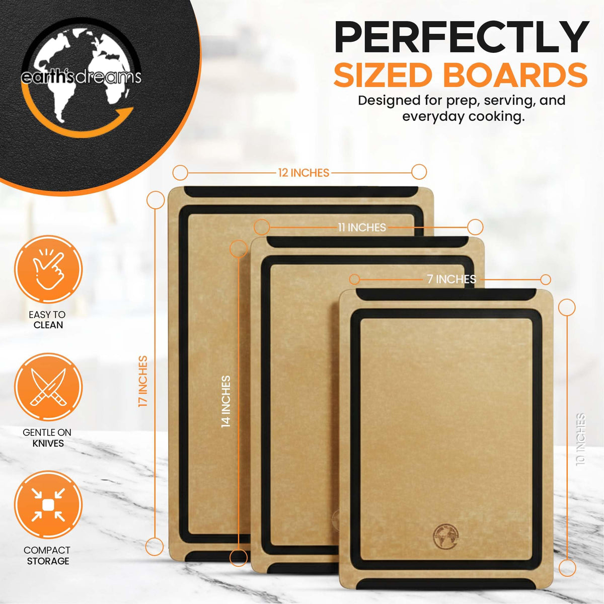 Earth's Dreams cutting boards dishwasher safe for easy cleaning