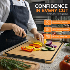 Earth's Dreams tan and black cutting boards add style