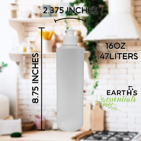 Earth's Essentials translucent bottle shows remaining contents at a glance.