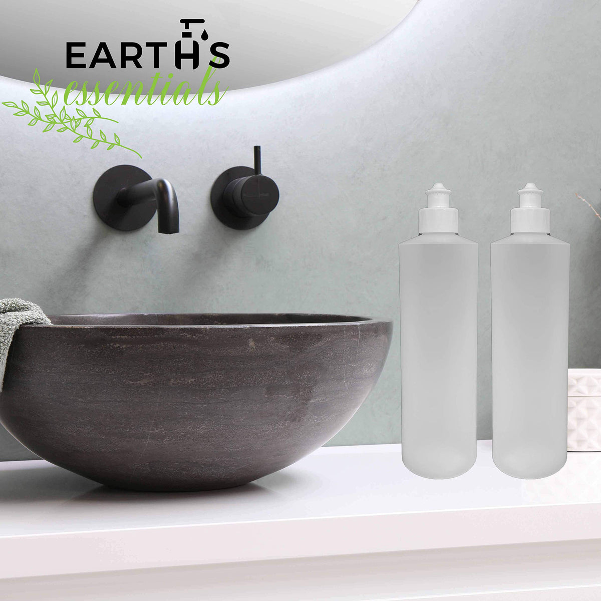 Earth's Essentials USA-made bottle and cap for quality construction.