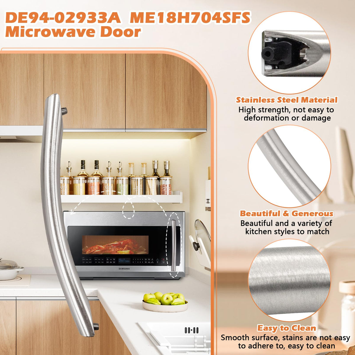 Earthtec door handle stainless-steel finish, close-up showing corrosion-resistant shine.