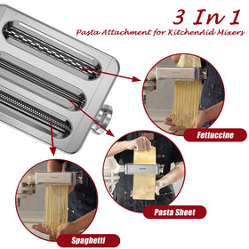 Eascandy all-metal pasta attachment sheets delivers consistent sheet thickness for recipes.