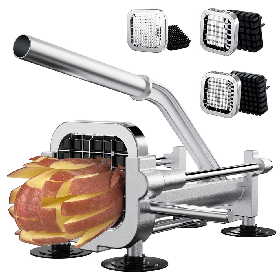 Eascandy French Fry Cutter shows stable counter placement with suction cups.
