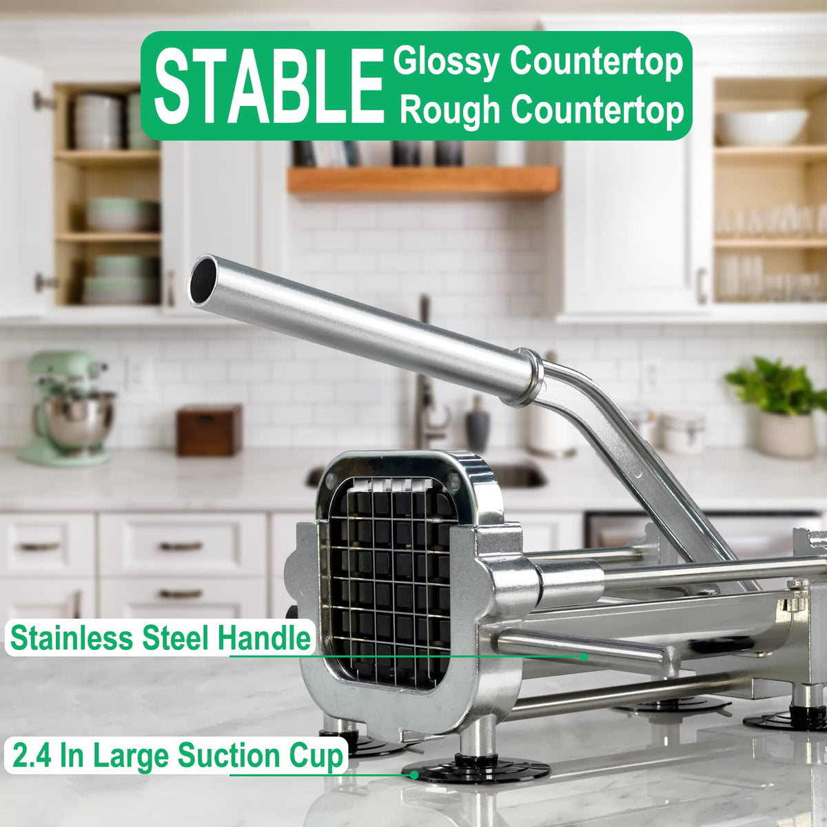 Sturdy handles provide safe vegetable prep.