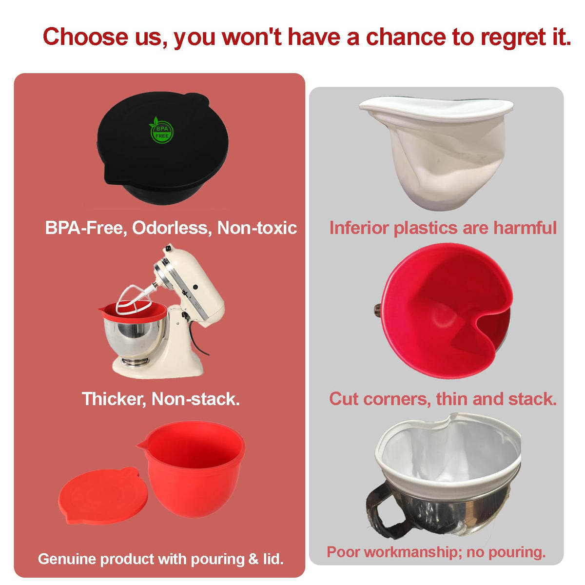 Lids securely seal liners to prevent spills during mixing