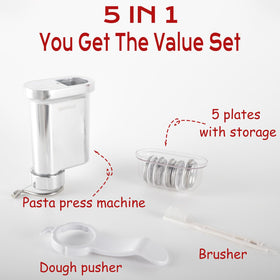 Eascandy Pasta Press cleaning tool aids quick dough removal from plates.
