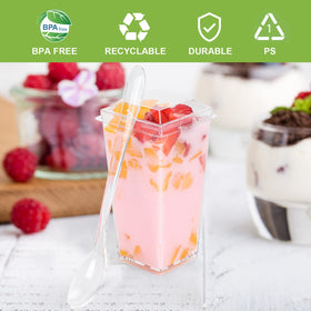 EASERCY party cups with lids ideal for catering events and take-away.