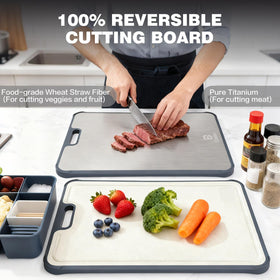 Easierr cutting board with juice groove keeps counters clean