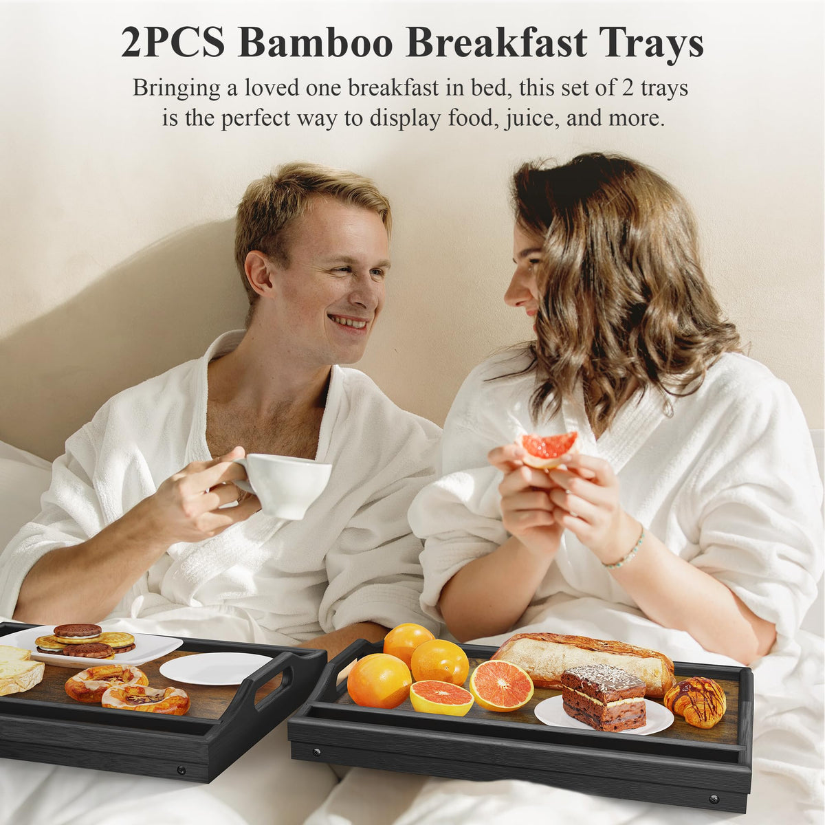 Easoger bed tray with wide surface for meals, books, or devices.