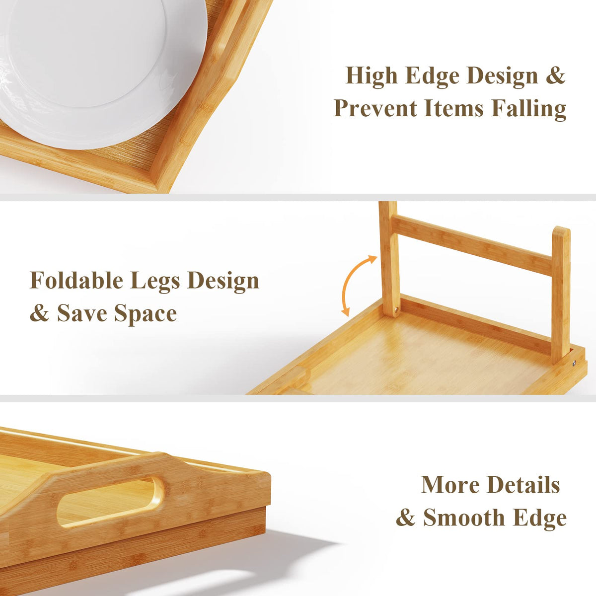 Close up of Easoger bamboo tray showing natural texture