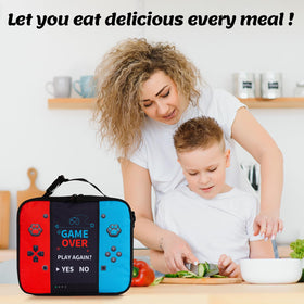 Easozoom Game Console Lunch Bag packs neatly with snacks and drinks.