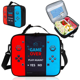 Easozoom Game Console Lunch Bag front view shows roomy main compartment for meals.