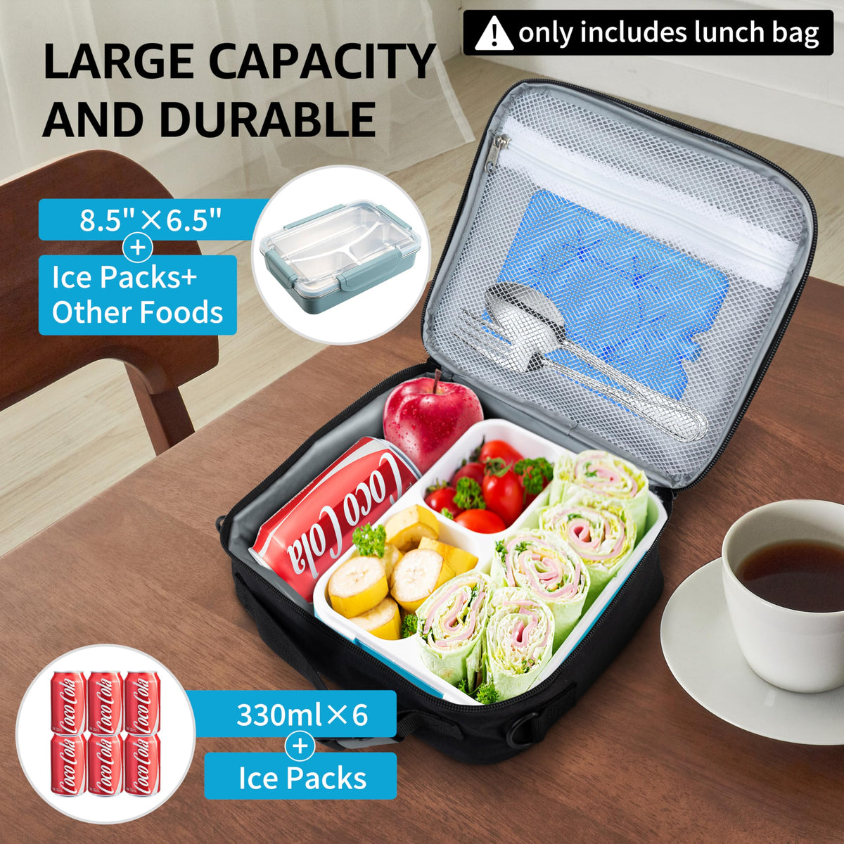 Easozoom Game Console Lunch Bag waterproof inner liner keeps spills contained.