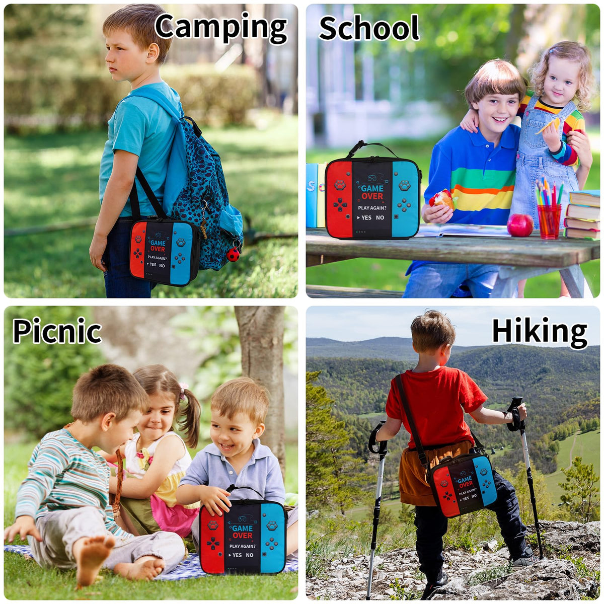 Easozoom Game Console Lunch Bag name tag pocket helps prevent mix-ups.