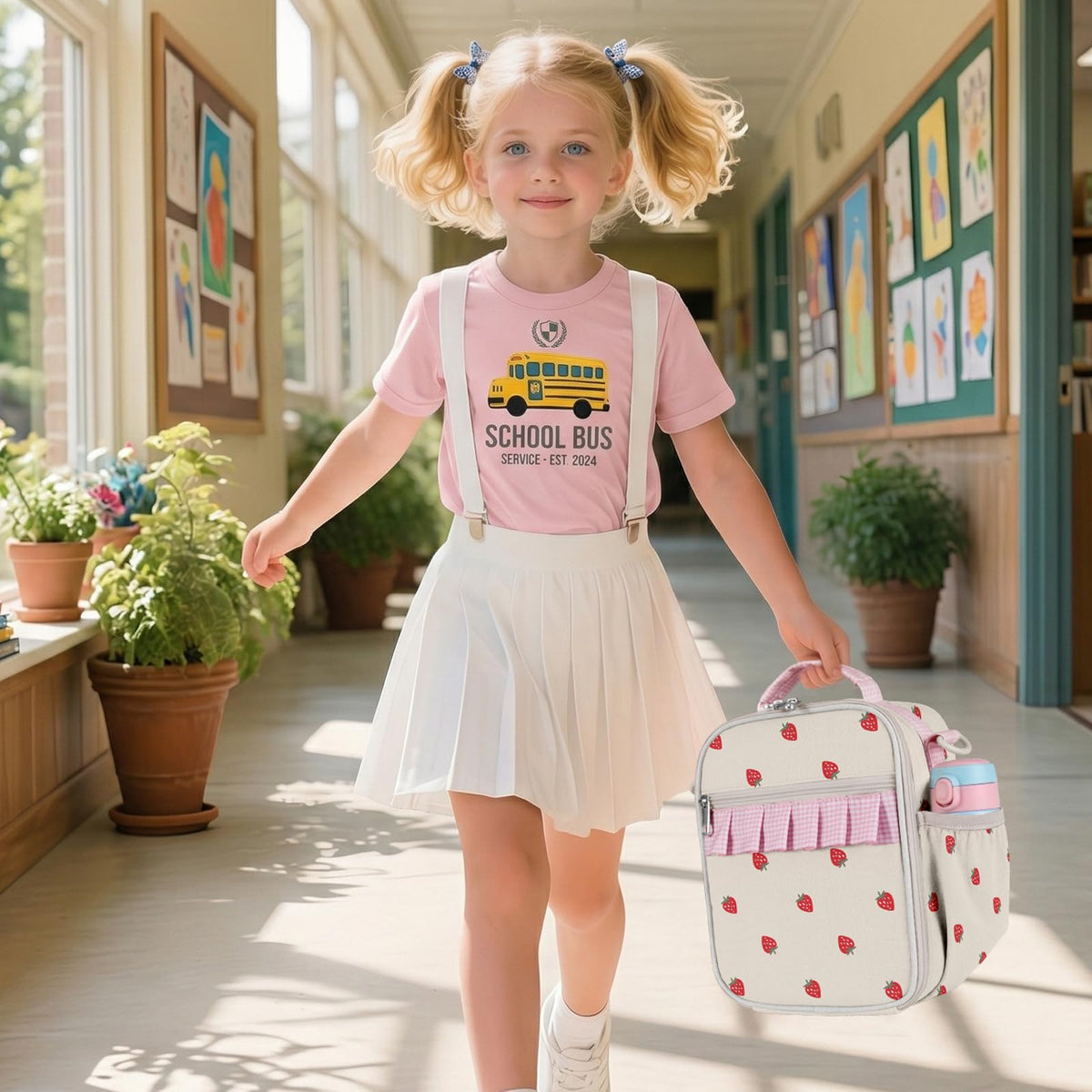 Easozoom Strawberry lunch bag durable fabric, soft-touch finish for daily use.