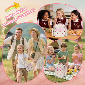 Easozoom Strawberry lunch bag portable design, detachable strap for travel.