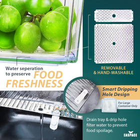 EASPACE drainage tray design highlighting moisture control for crisper freshness.