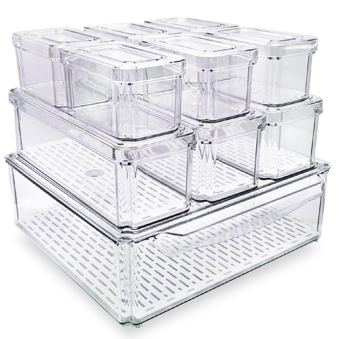 EASPACE large 220oz fridge bin with lid for easy access and fresh produce.