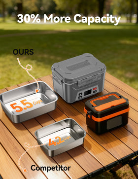 East Oak removable divider lets you tailor portions for a balanced lunch.