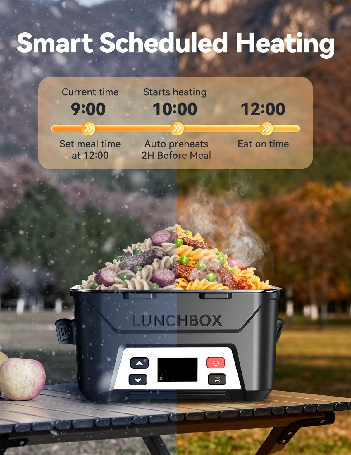 East Oak lunch box 1.3L capacity with divider for balanced meals