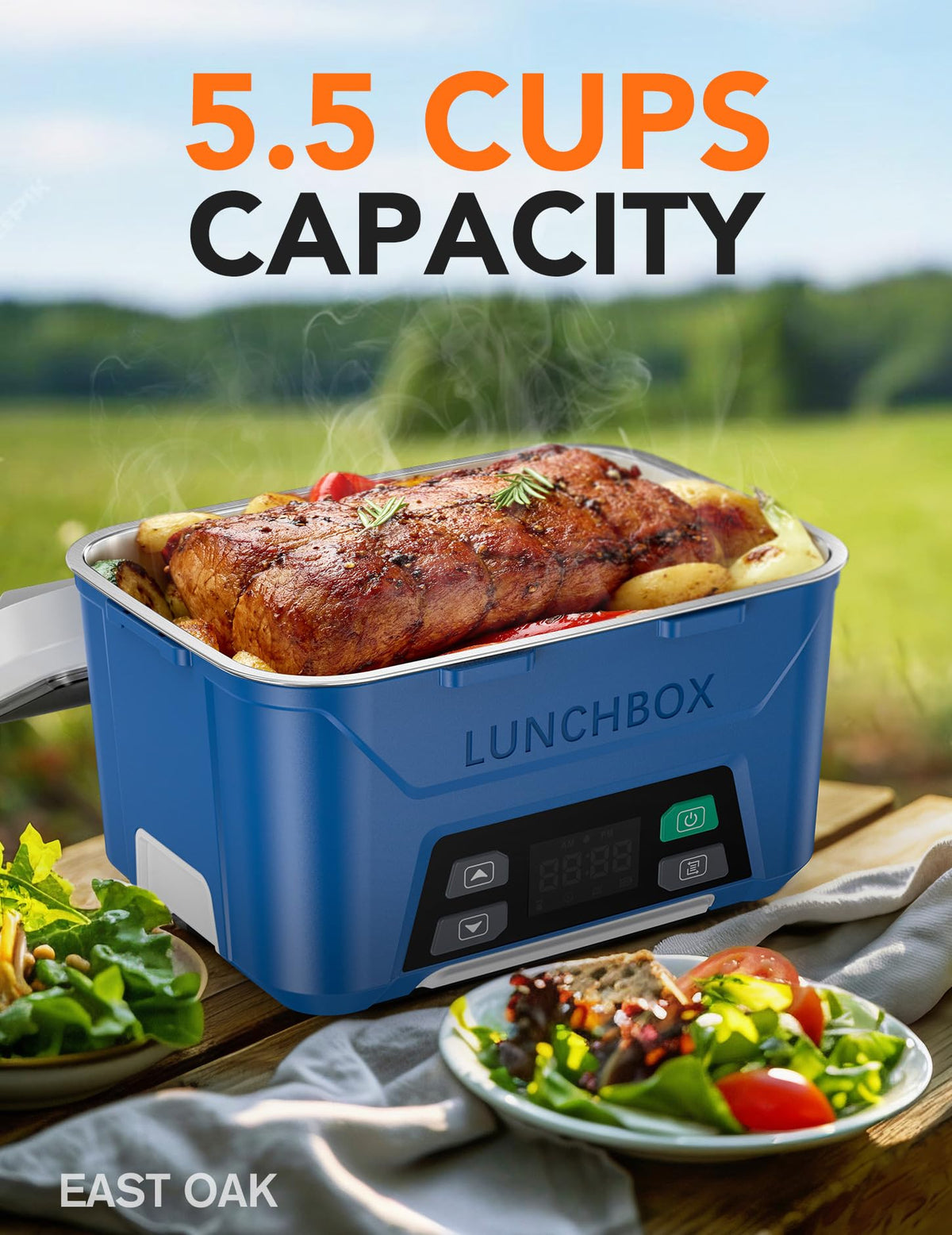 East Oak lunch box 5.5 cups capacity fits multiple portions for office or travel