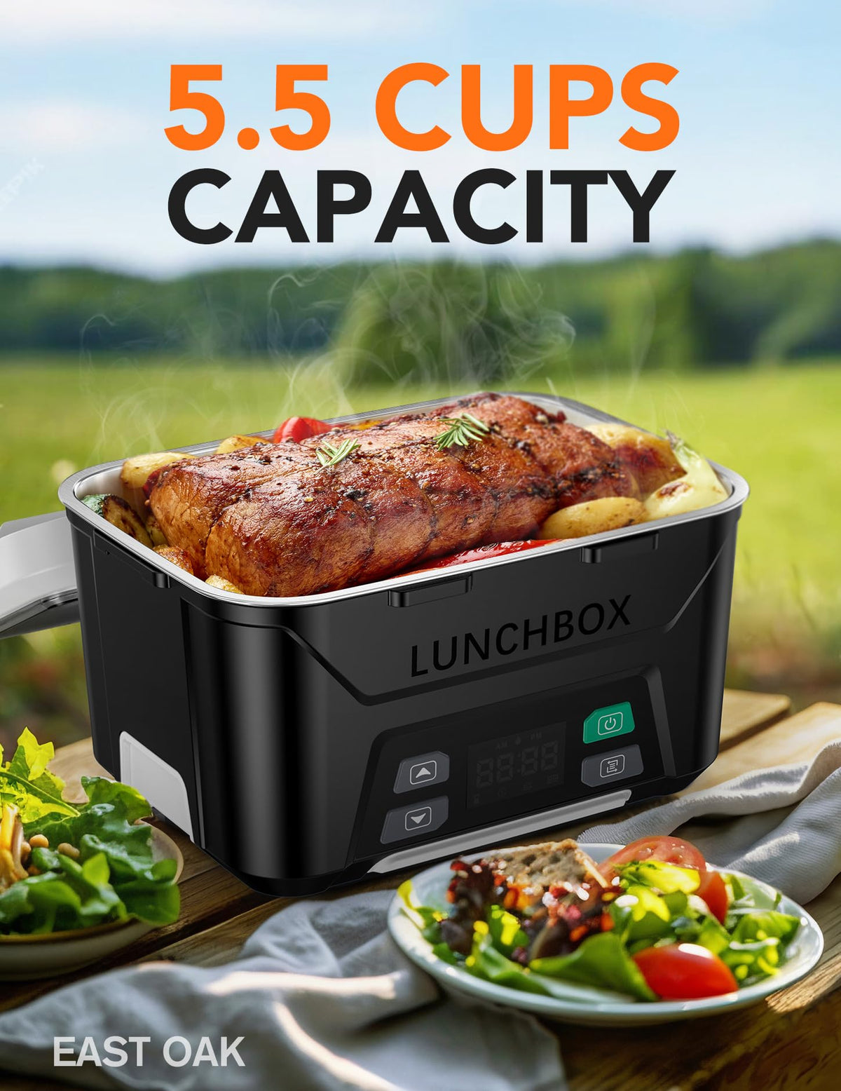 East Oak lunch box with dishwasher-safe parts simplifies post-meal cleaning.