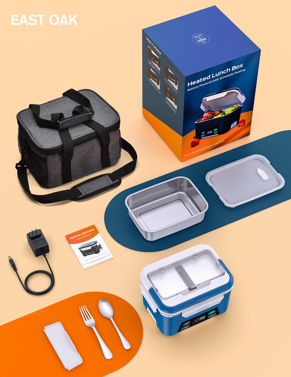 East Oak lunch box dishwasher safe parts simplify cleanup after meals