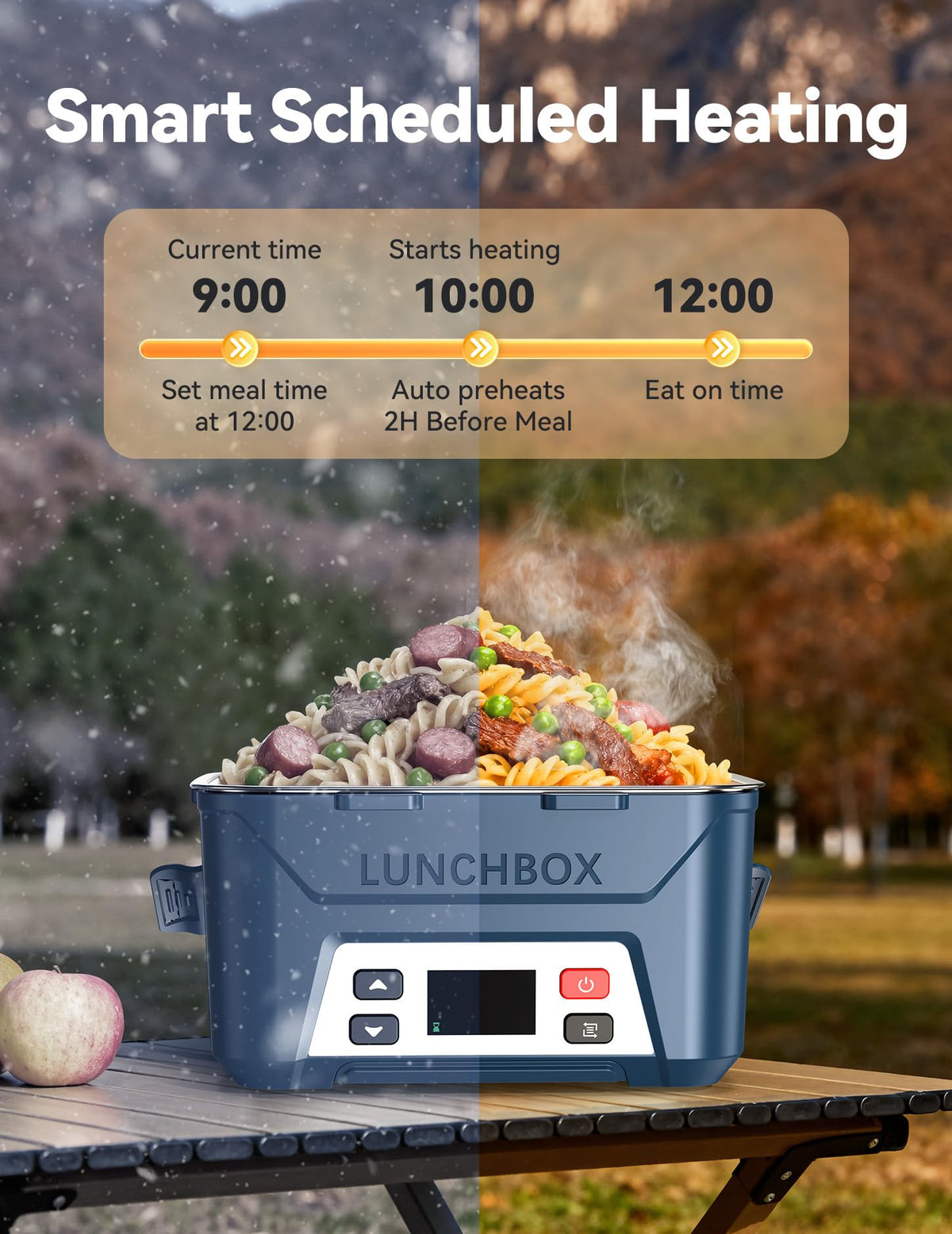 EAST OAK memory function lunch box demonstrating automatic preheat