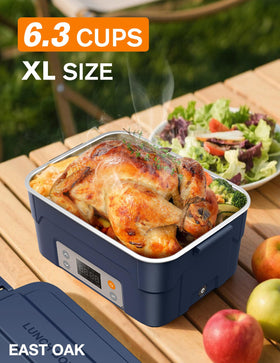 East Oak XL lunch box side view emphasizes two-tier bag design.