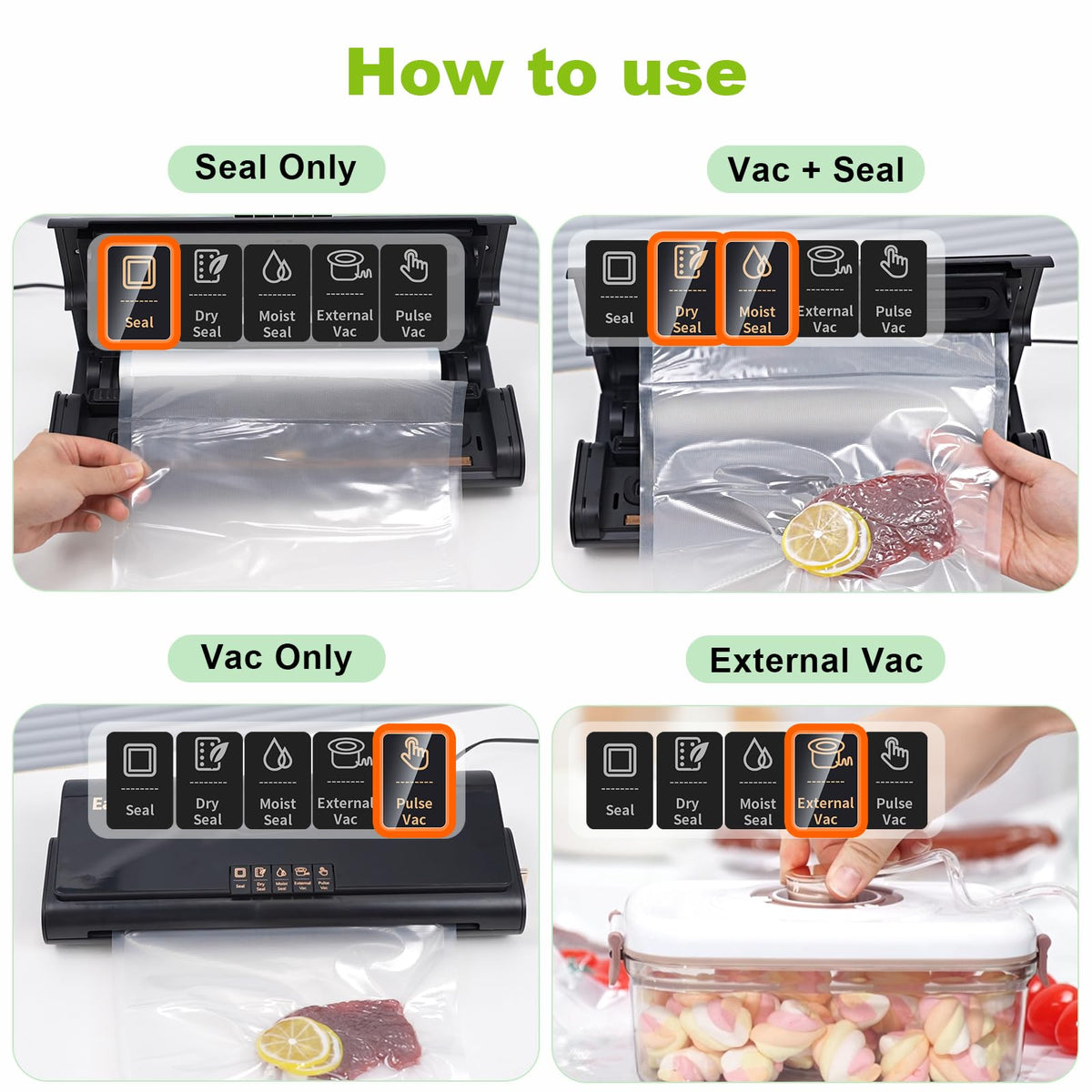 Eastfox external suction tube enables container sealing for freshness.