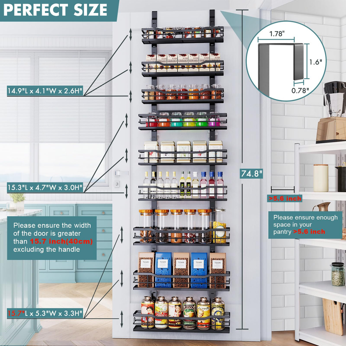 Eastherry adjustable baskets on the door let you tailor the layout.