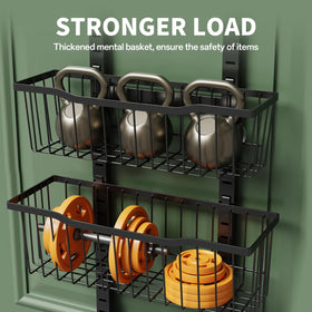 Adjustable baskets snapped on for a customizable pantry layout