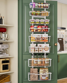 Eastherry over-the-door organizer closeup shows 8-tier baskets for pantry storage