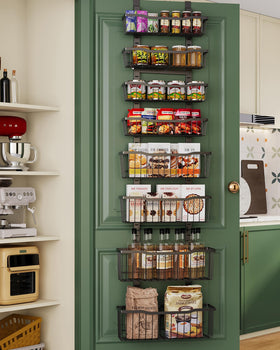 Eastherry 8-tier door organizer with adjustable baskets for spice jars