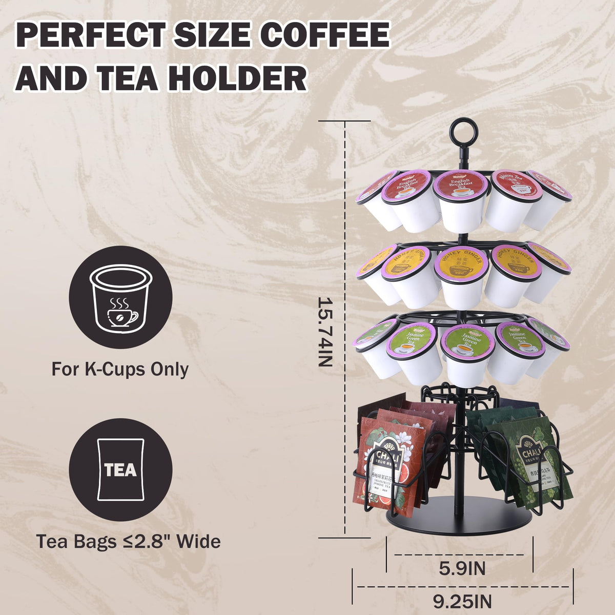 Eastsign compact carousel stand fits on small countertops without crowding the space.