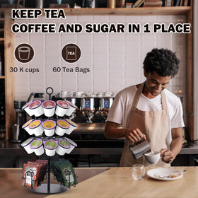 Eastsign tea bag organizer holds 60 tea bags for quick brews.