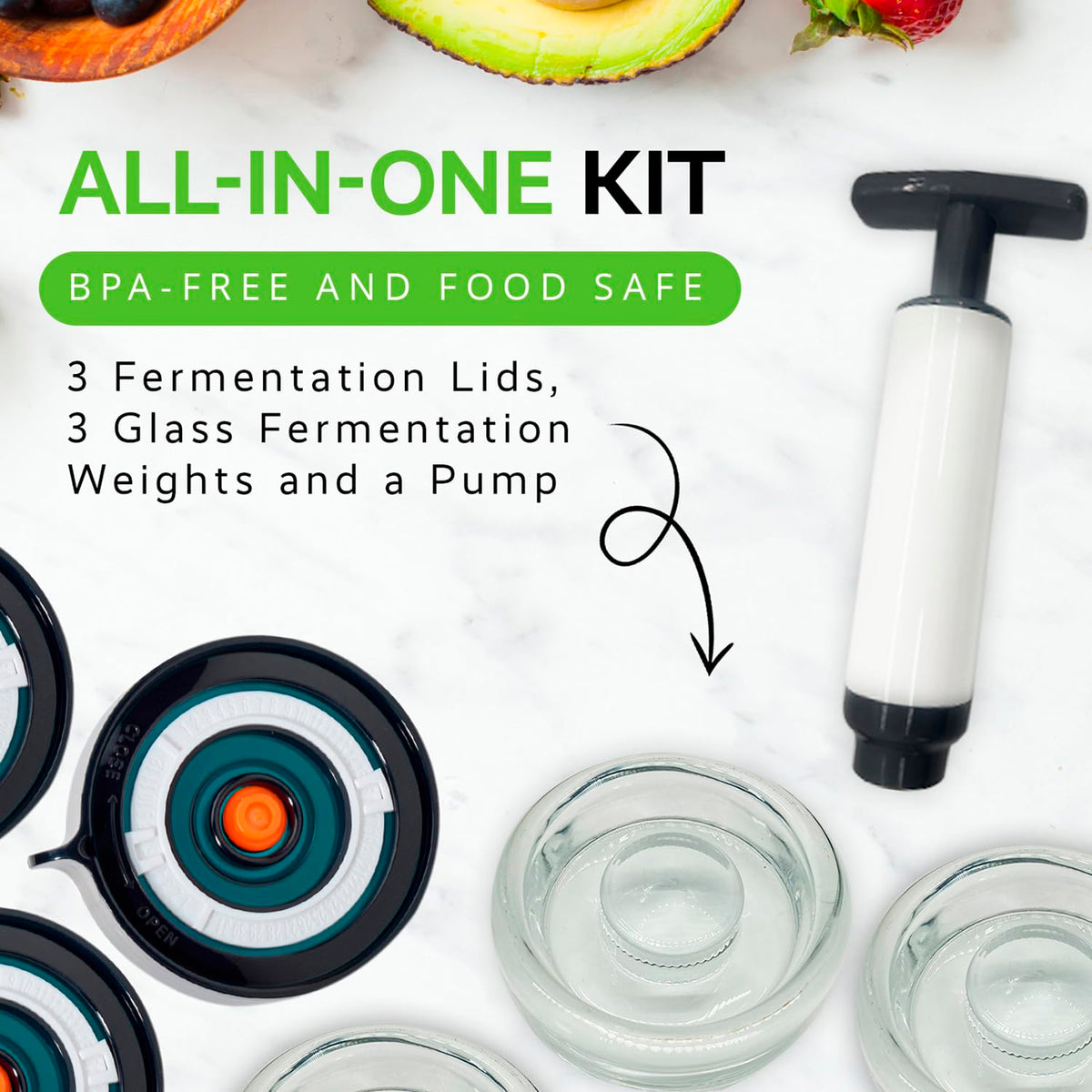 Easy Fermenter glass fermentation weights submerged for even brines