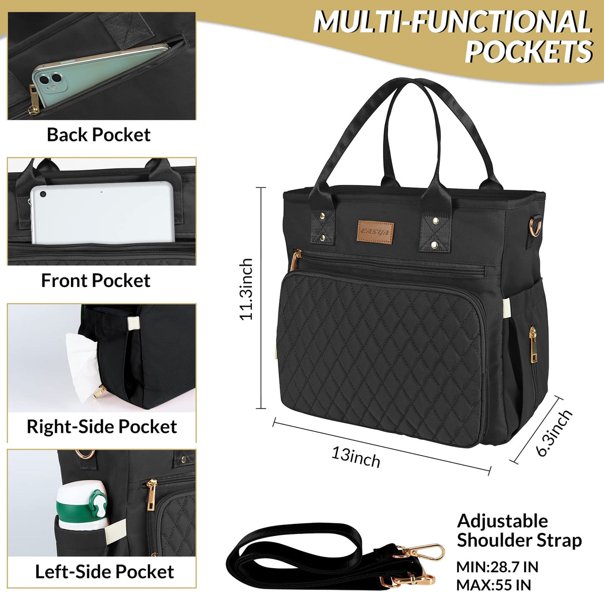 EASYA lunch bag interior sealed insulated compartment preserves temperature for meals.