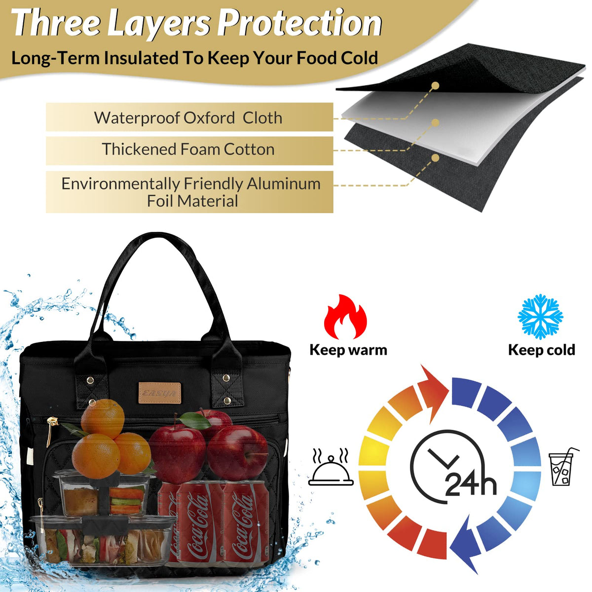 EASYA lunch bag detachable strap hands-free carry for busy days.