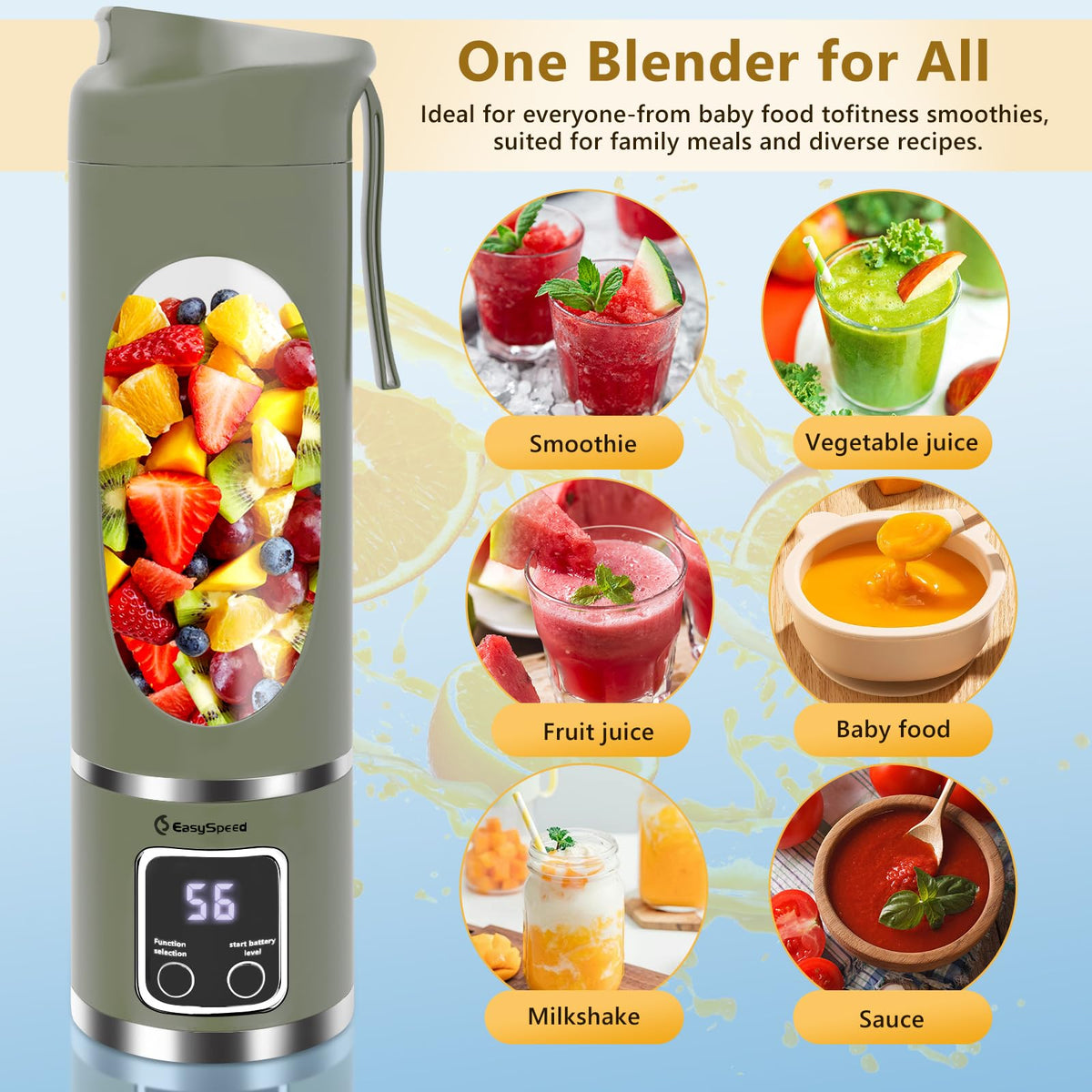 EASY SPEED blender with 12 blades delivering smooth purees and icy blends