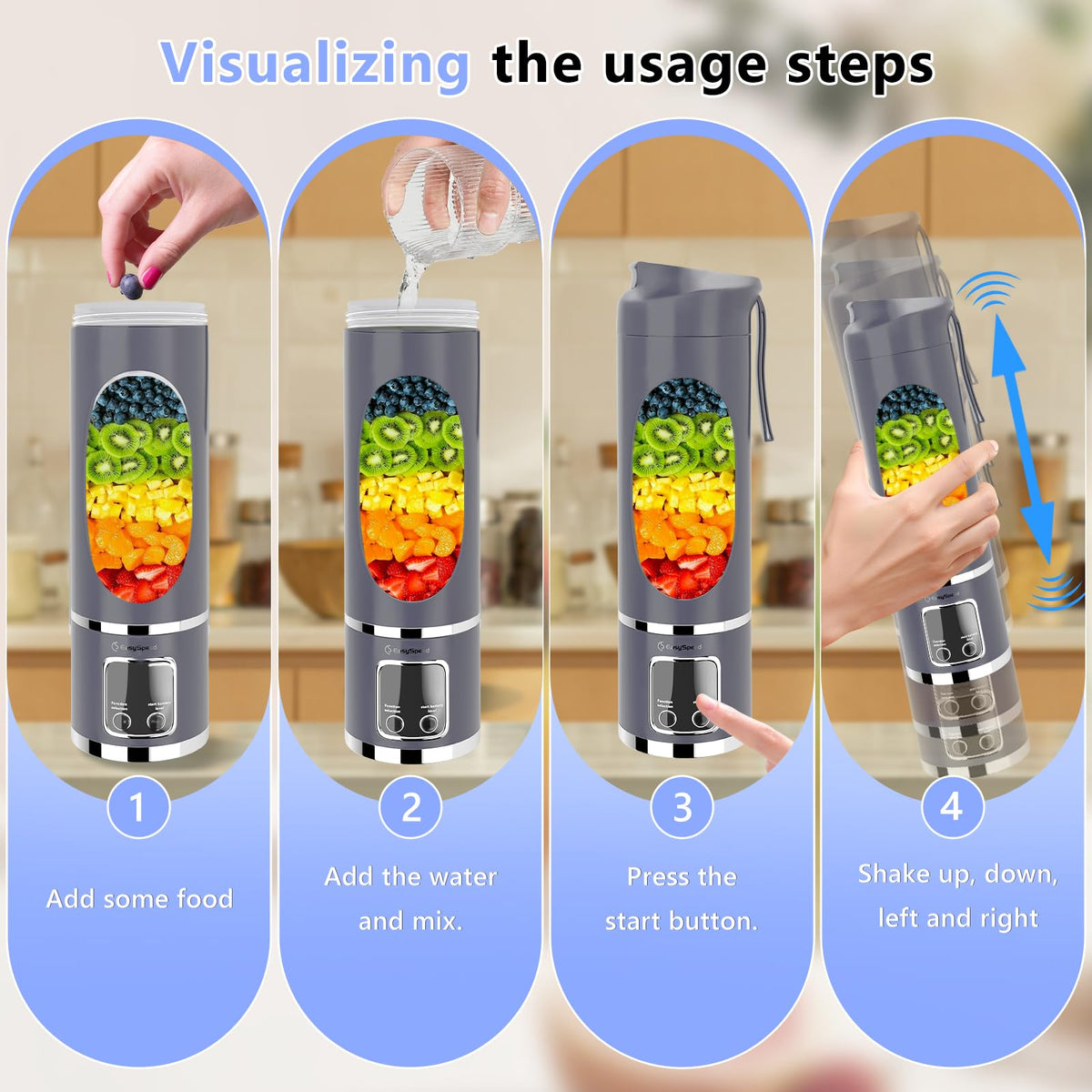 EASY SPEED leakproof lid and sip spout for spill-free drinks.