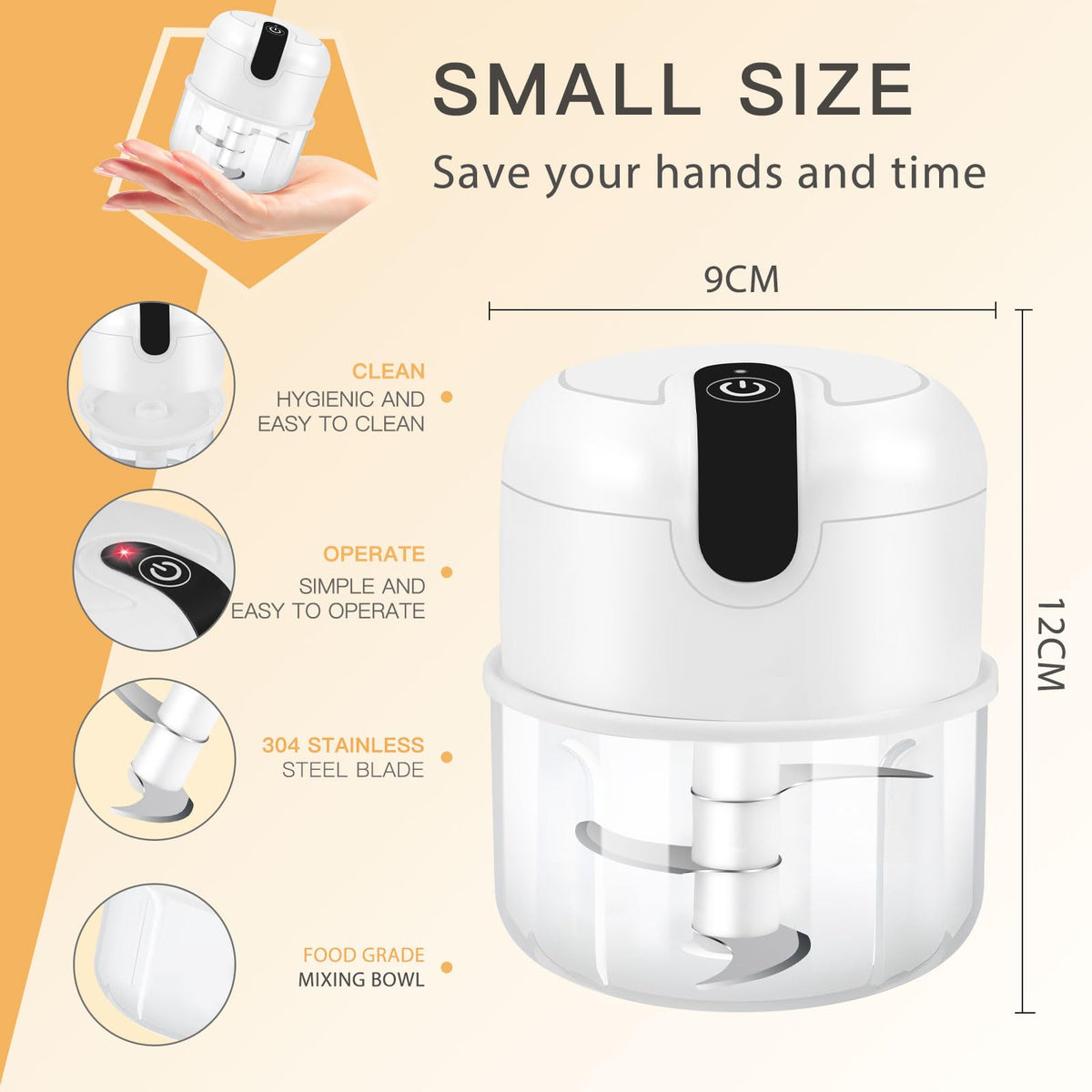 EASY SPEED mini chopper USB charging setup for portable meal prep.